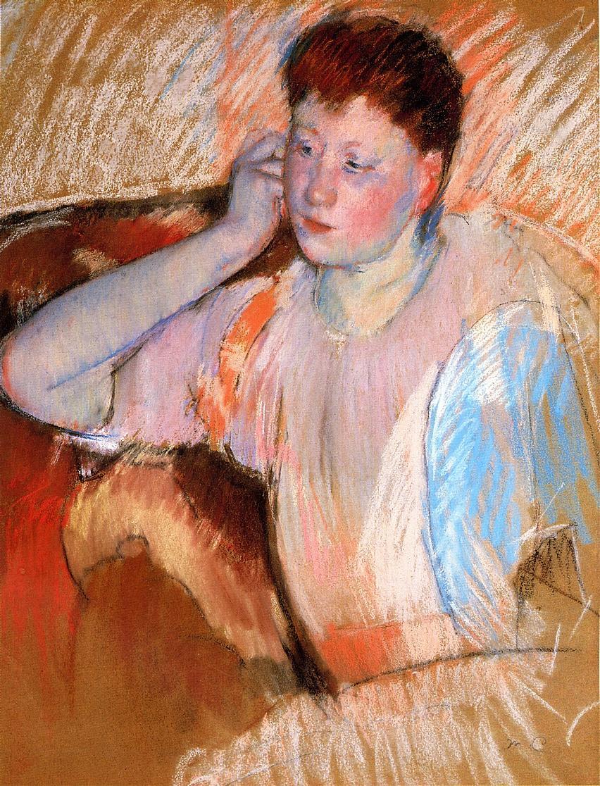 Clissa Turned Left with Her Hand to Her Ear - Mary Cassatt Painting on Canvas